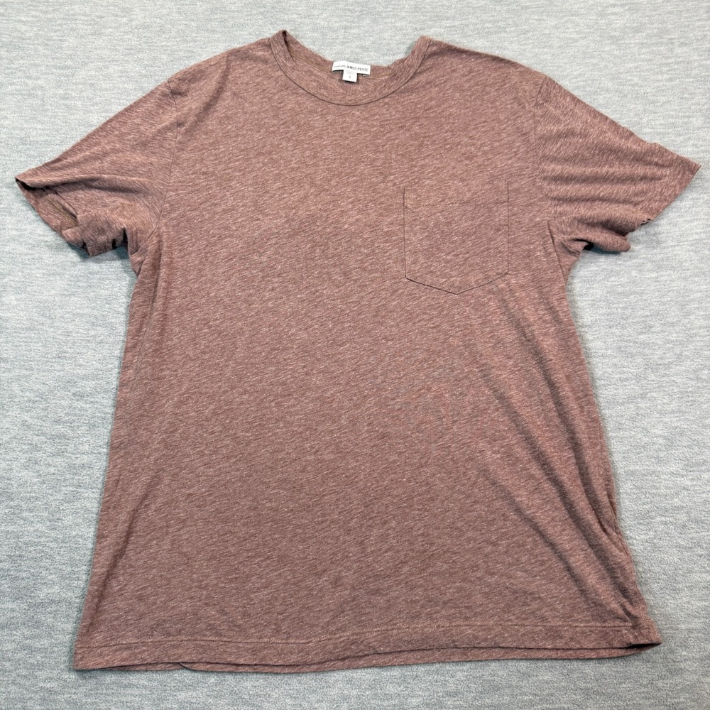 James Perse Pocket T-Shirt Women 1 Brown Crewneck Slub Knit‎ Made Japan
